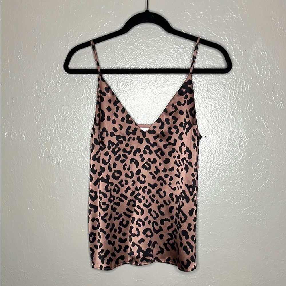 Silk Cami NYC - Leopard Print Camisole in Beigey-pink and black